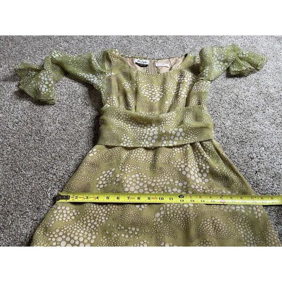 Vintage 60s 70s Vera Hicks Helga Green Yellow Retro Funky Dress Medium Small - Picture 7 of 9